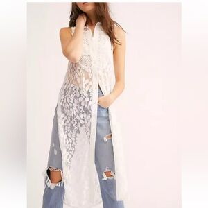 NWT free people sleeveless eyelet embroidered top/duster white medium
